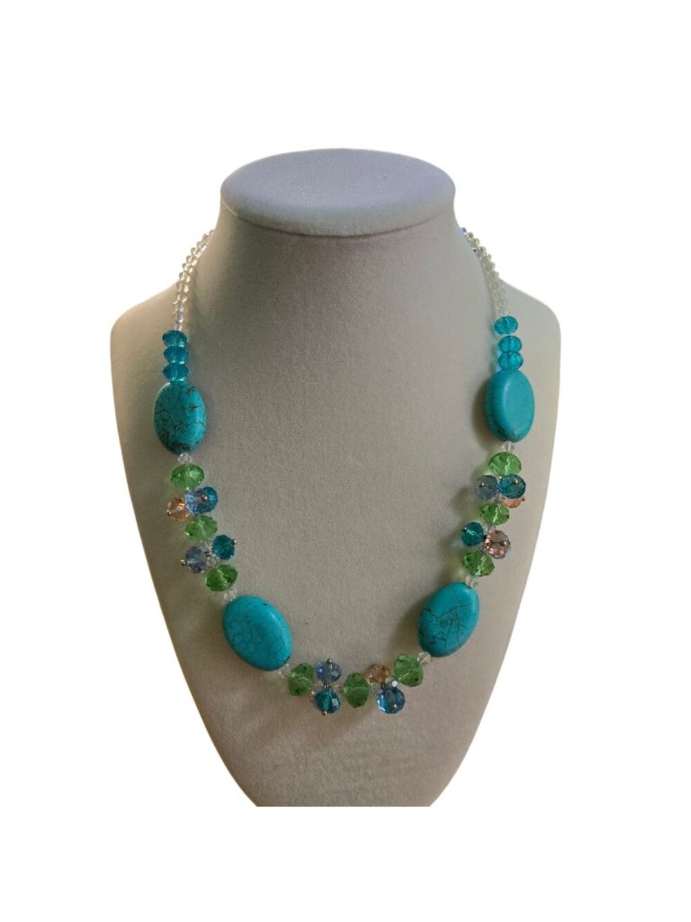 Vintage Handmade Turquoise Crystal Statement Necklace Classic Stunning